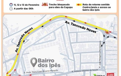 Avenida Tancredo Neves, em João Pessoa, será interditada para obra a partir desta terça (11)